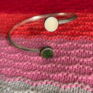 Vintage Green and White Jasper Bangle